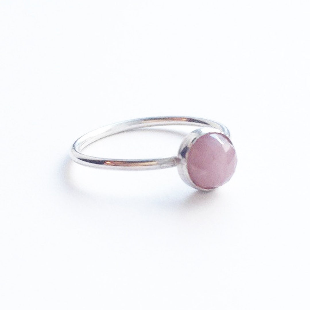 SILVER RHODONITE RING Sterling Silver Pink 6mm Gemstone Ring Silver ...