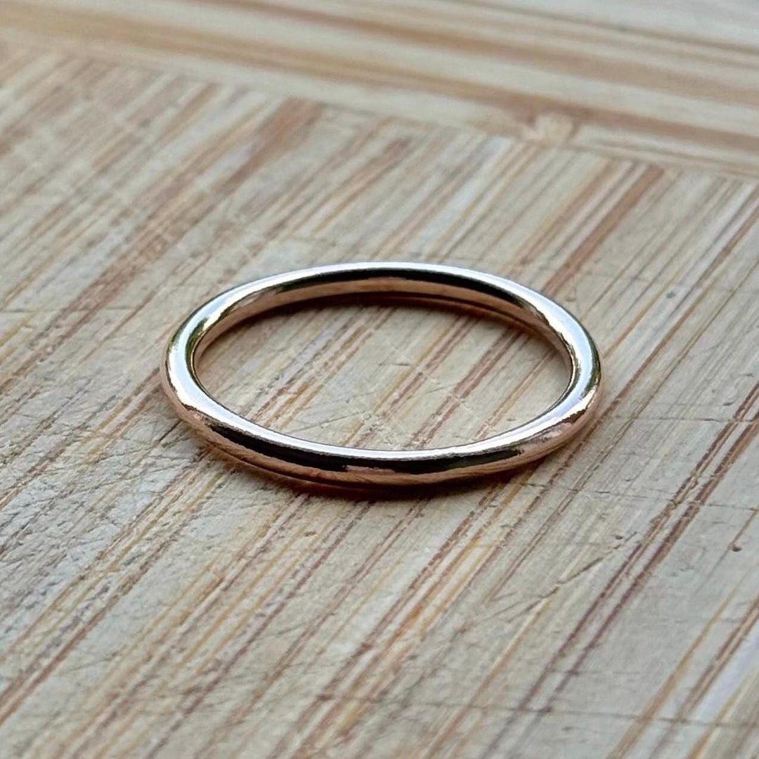 2mm Solid Rose Gold Simple Halo Ring: Recycled Gold Wedding Band - Etsy
