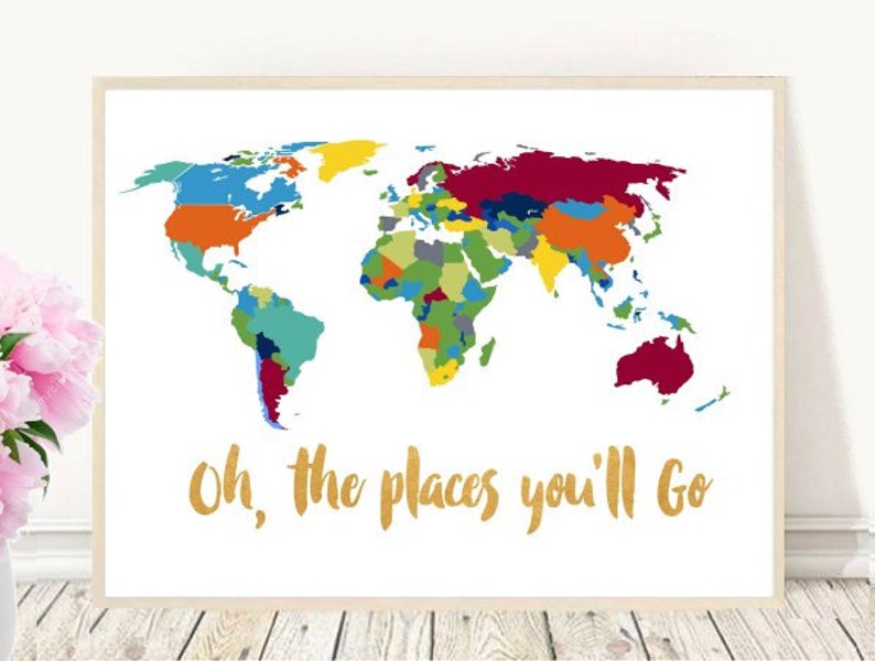 Oh The Places You'll Go Printable Art World Map | Etsy