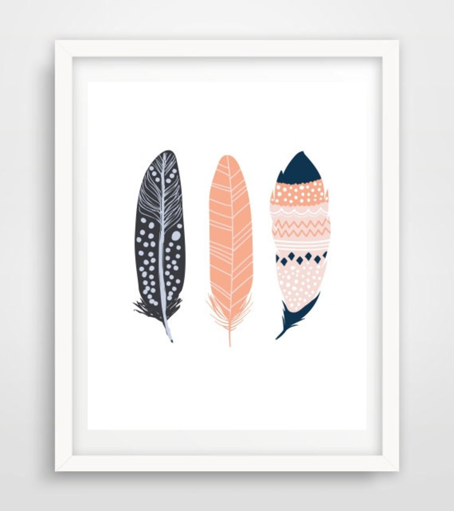 Feather Print Printable Art Feather Art Three Feathers | Etsy