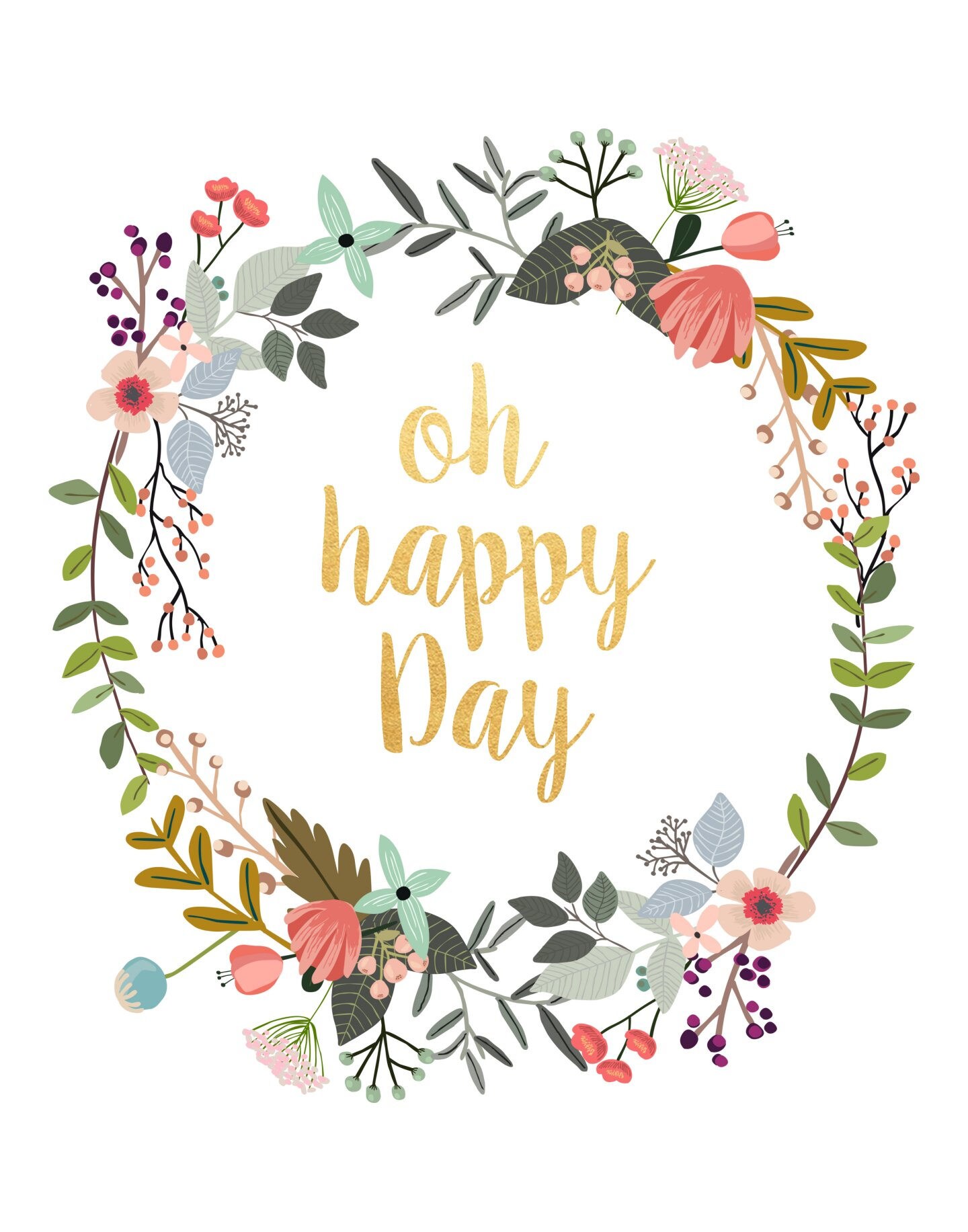 Oh Happy Day Printable Art Happy Day Print Motivational | Etsy