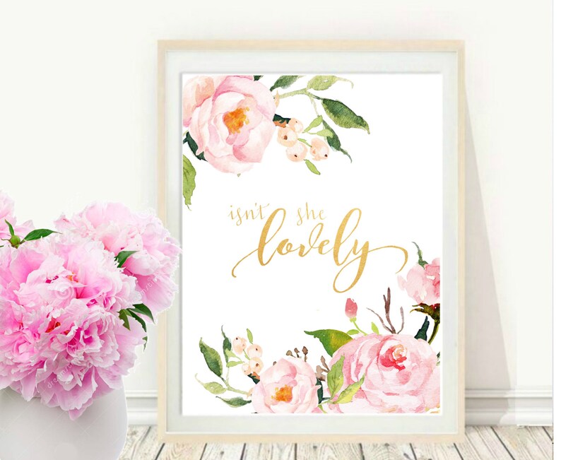 nursery quote isnt she lovely floral quote print baby etsy