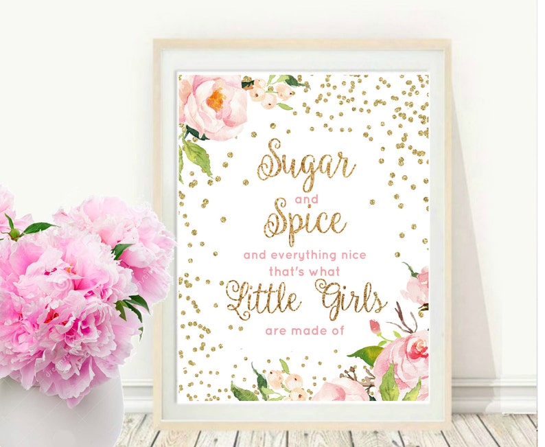 Sugar And Spice And Everything Nice Printable Art Pink Baby Etsy