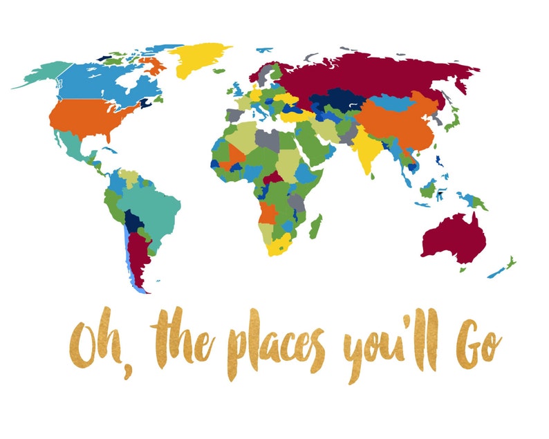 Oh The Places You'll Go Printable Art World Map | Etsy