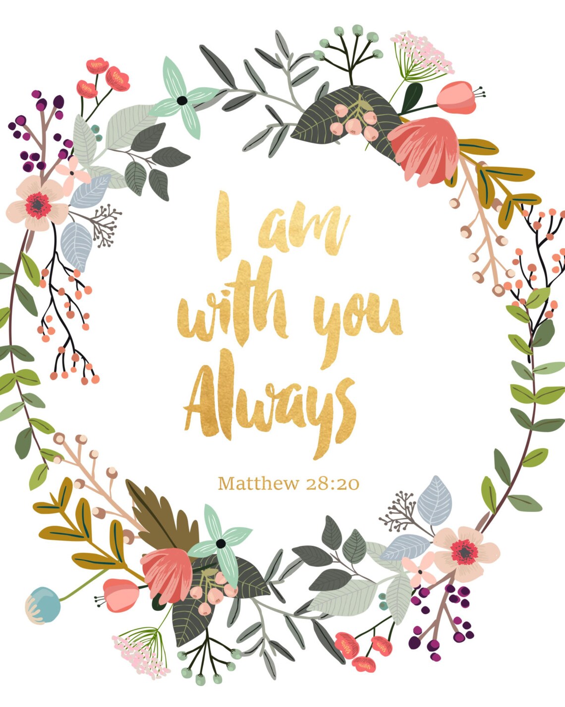 Bible Verse Print I Am with You Always Printable Art | Etsy