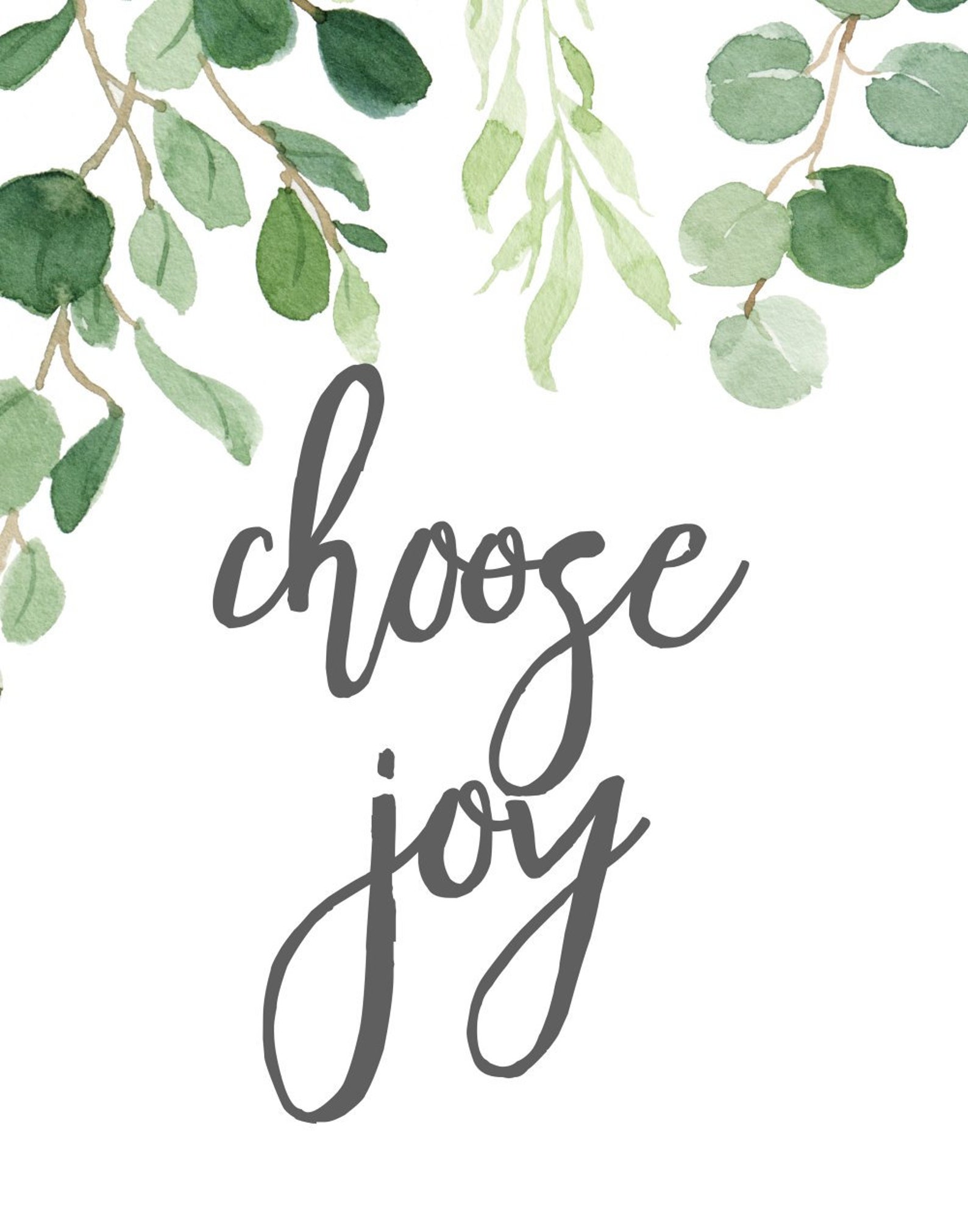 Choose Joy Printable Art Choose Joy Sign Greenery Print | Etsy