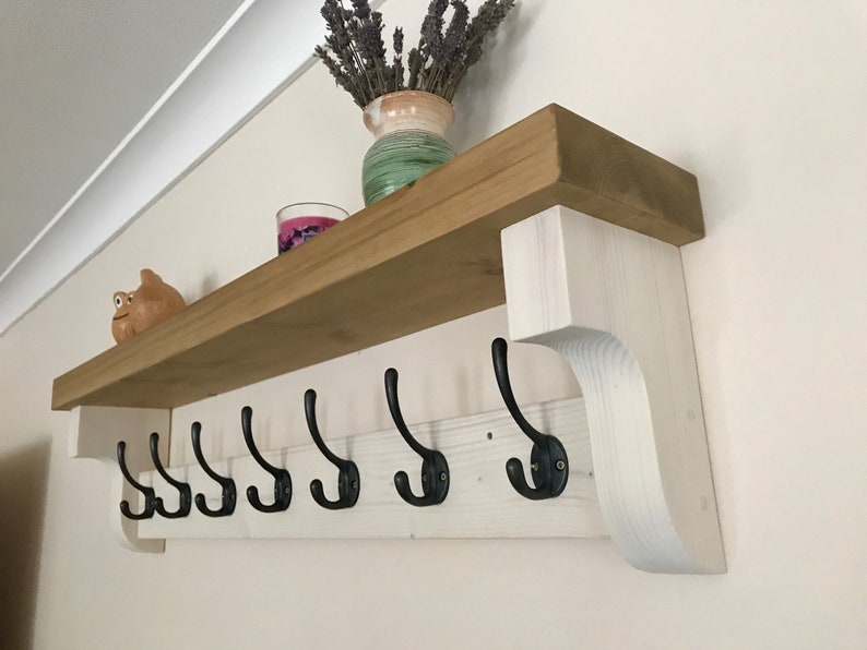 Coat Hook Rack With Shelf Handcrafted From Chunky Premium Etsy UK