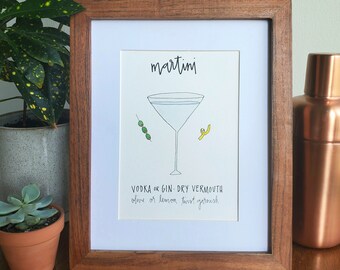 Martini // 5x7 watercolor + ink