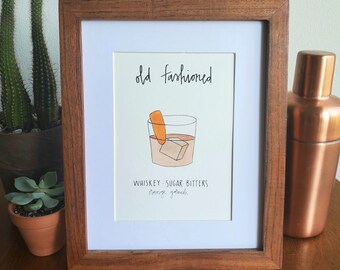 Old Fashioned // 5x7 watercolor + ink