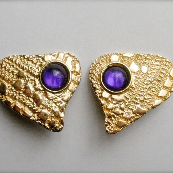 Purple Gold Earrings - Etsy