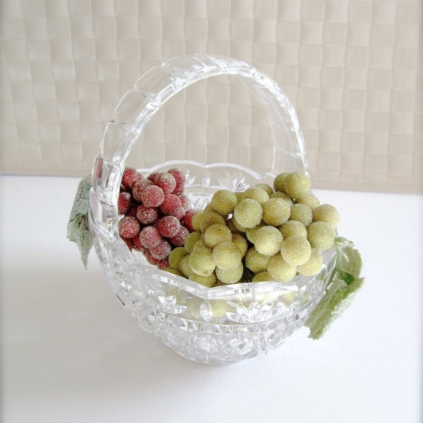 Vintage Crystal Basket, Diamond Pattern Crystal Basket, Vintage Crystal Candy Dish Basket, Easter Basket, Glassware, Home Decor