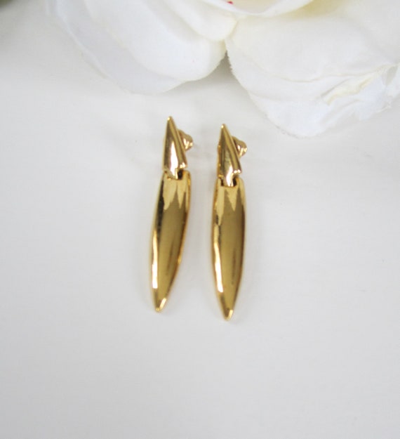 Vendome Gold tone Post Earrings, Gold tone Vintag… - image 2