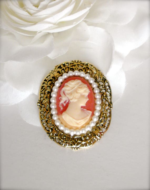 Lady Cameo Brooch, Victorian Lady Cameo Brooch, B… - image 3