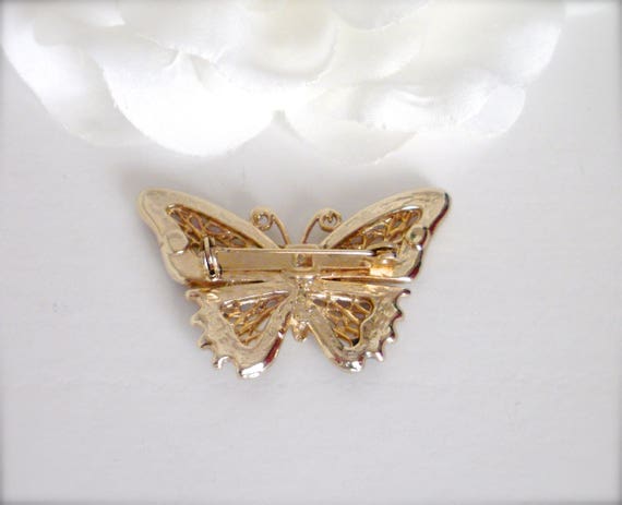 Enamel Butterfly Brooch, Gold tone Butterfly Broo… - image 5