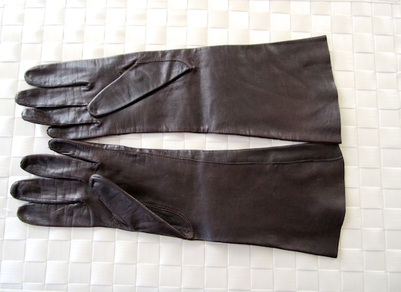 Brown Leather Gloves, Vintage Finest Quality Leath