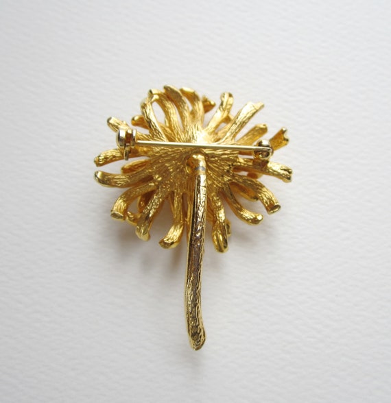 Floral Vintage Brooch, Vintage Goldtone Floral wi… - image 3