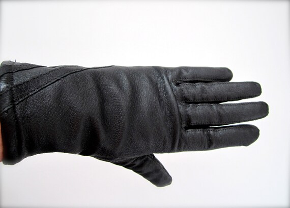 Vintage Leather Gloves, Black Leather Gloves, Lea… - image 7