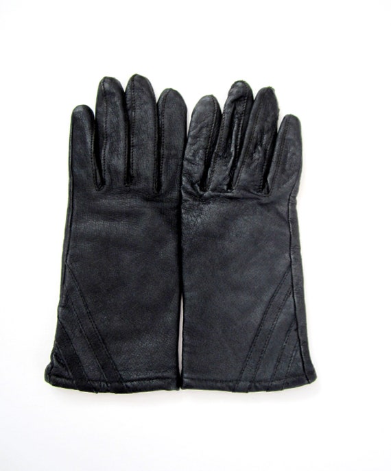 Vintage Leather Gloves, Black Leather Gloves, Lea… - image 2