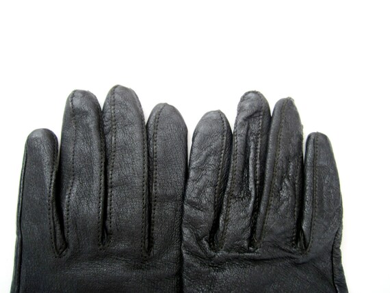 Vintage Leather Gloves, Black Leather Gloves, Lea… - image 4