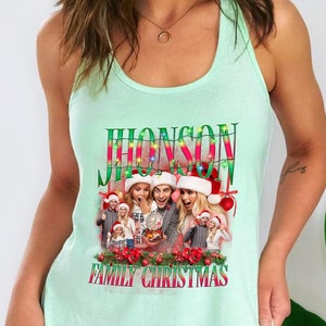 Christmas Custom Tank Top for Girlfriend or Boyfriend, Personalized Photo Vintage Crop Top, Personalized Unique Gift Apparel for Couples