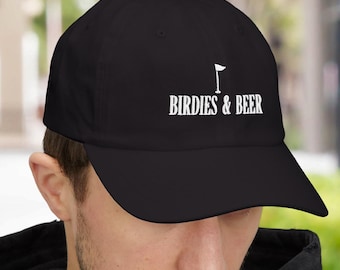 Birdies and Beer Embroidered Golf Hat, Funny Golf Dad Cap, Distressed Beer Lover Cap, Golfer Gift for Him, Golfing Buddies, Drinking Hat