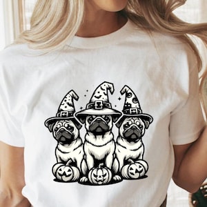 Pug Halloween Shirt, Witch Pug Dog Tshirt, Halloween Dog Shirt, Halloween Shirt, Halloween Top, Pug Witch Dog Tee