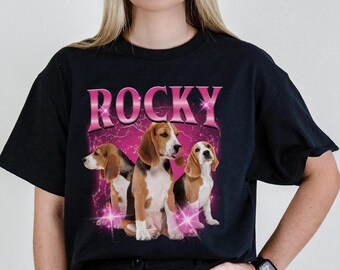 Dog Custom Tshirt, Bootleg Photo T-Shirt, Vintage Graphic Custom Pet Shirts, Remembrance Gift, Dog Personalize Retro 90's Pet Lover Shirt