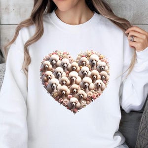 Poodle Lover Valentine&#39;s Sweatshirt, Cute Floral Poodle Dog Sweater, Dog Lover Gift, Valentine&#39;s Day Poodle Dog Shirt, Pet Owner T-shirt