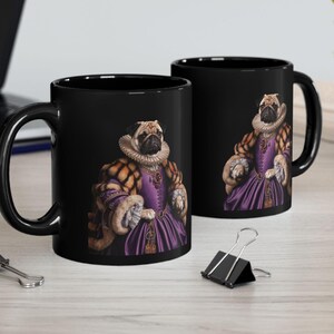 Custom Dog Photo Portrait Mug, Royal Painting Gift, Pet loss gift, Dog loss  Black Mug, unique puppy gifts, personalized gifts