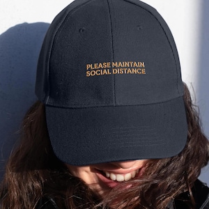 Please Maintain Distance Embroidered Hat, Funny Introvert Dad Cap, Personal Space Trucker Hat, Social Anxiety Gift, Sarcastic Cap