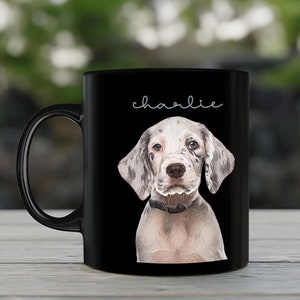 Custom Dog Photo Portrait Mug, Dogs Painting Gift, Pet loss gift, Dog Remembrance Black Mug, Unique Puppy Gifts, Personalized Gifts