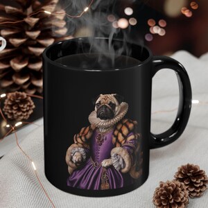 Custom Dog Photo Portrait Mug, Royal Painting Gift, Pet loss gift, Dog loss  Black Mug, unique puppy gifts, personalized gifts