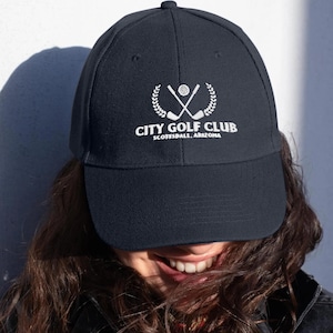 Custom Golf Club Name Hat, Personalized Embroidered Cap, Classic Golf Lover Gift, Elegant Golf Team Hat, Country Club Golf Cap