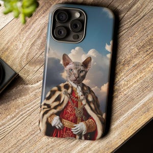 Custom Cat Photo Portrait Phone case, Royal Painting Gift, Pet loss gift, Cat Loss Mobile case, Unique Kitten Gifts, Personalized Gifts