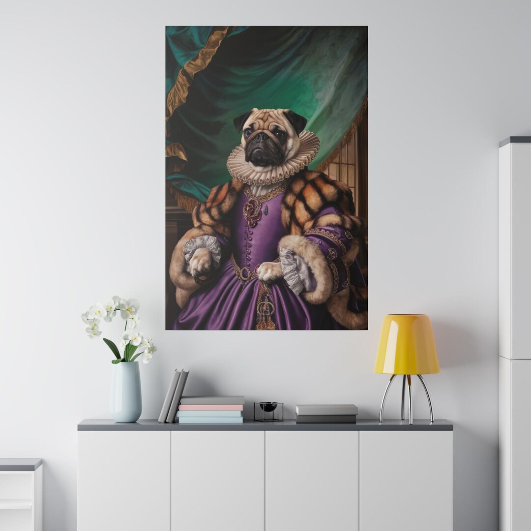 Custom Dog Photo Portrait Matte Canvas, Royal Painting Gift, Pet Loss ...