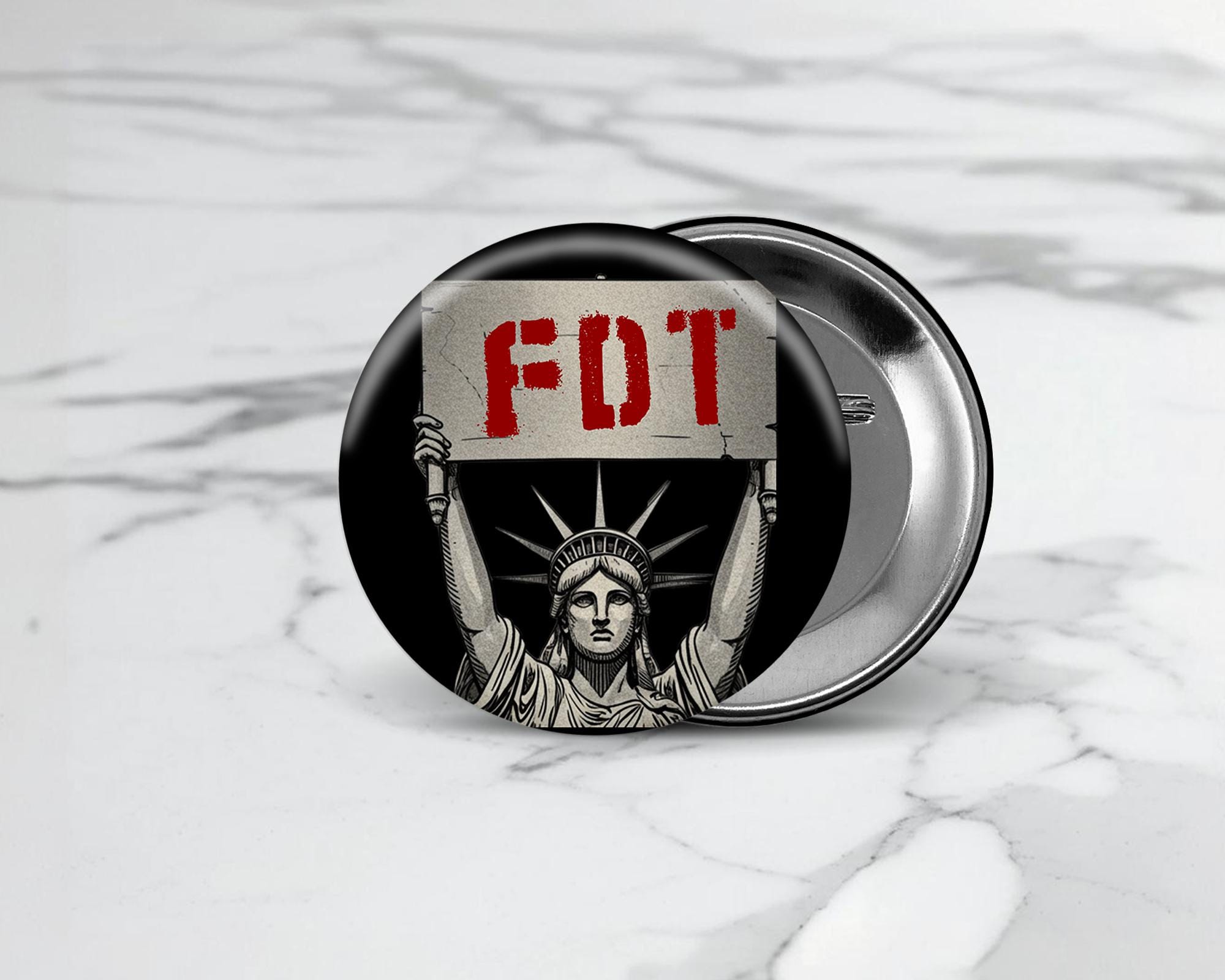 Statue of Liberty Anti Trump Pin, FDT Political Protest Button, Funny ...