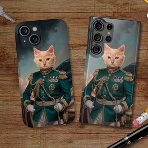 Custom Cat Portrait From Photo Phone Case, Royal Painting Gift, Pet loss gift, Cat Loss Mobile Case, Unique Kitten Gifts, Personalized Gifts