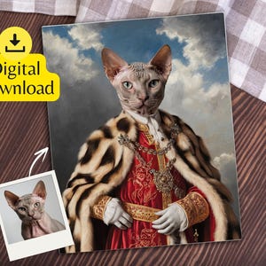 Retrato fotográfico de gato personalizado pintado digitalmente, regalo de pintura real, regalo por la pérdida de una mascota, archivo digital de gato, regalos únicos para gatitos, regalos personalizados