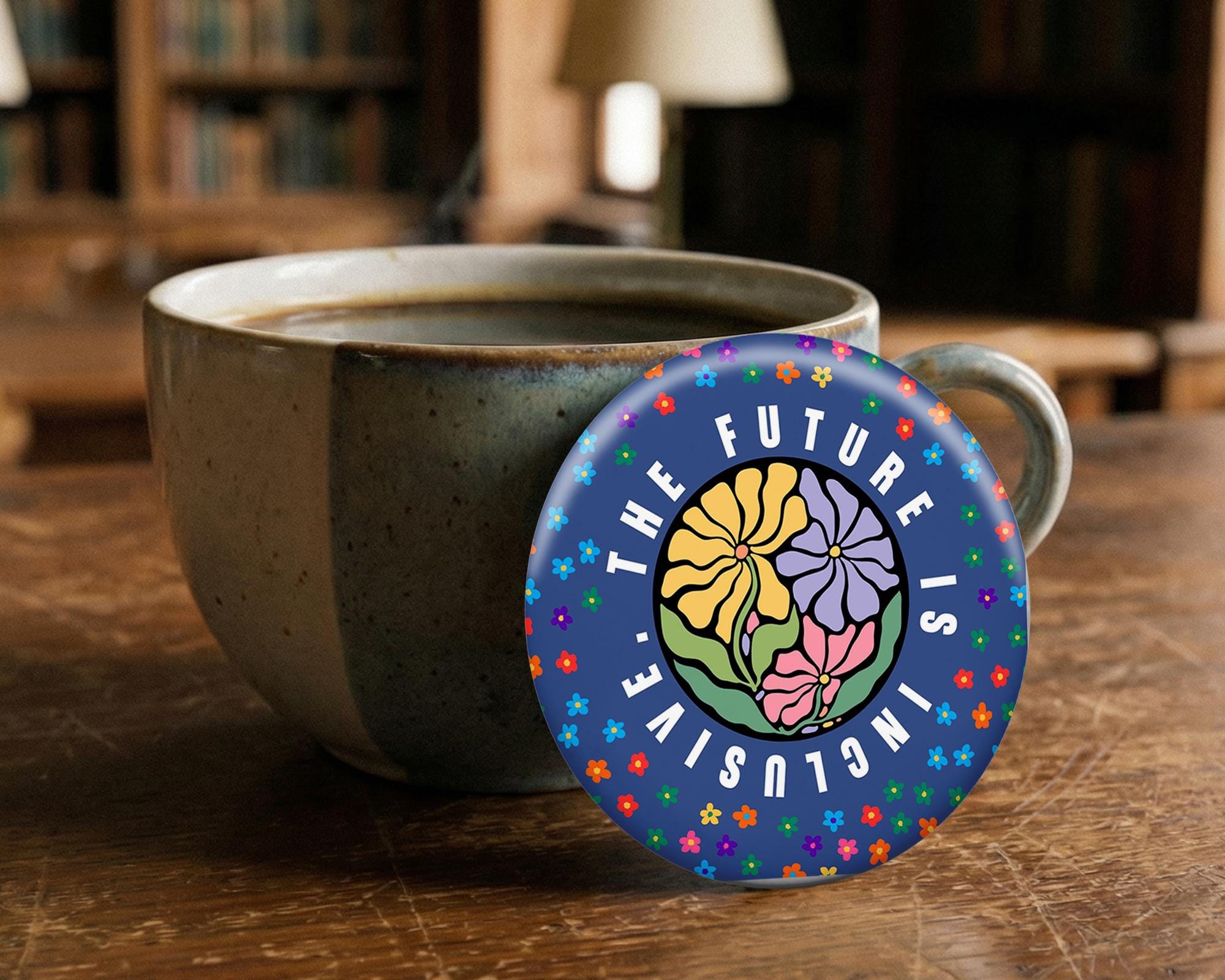 Inclusive Button Pin, Floral Diversity Badge, Pinback Pin, Gift for ...