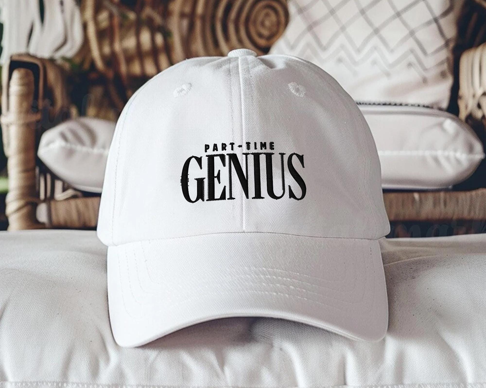 Part-Time Genius Embroidered Youth Hat, Smart Funny Kid Cap, Adjustable Cotton Baseball Hat, Playful Embroidery Gift for Boys & Girls