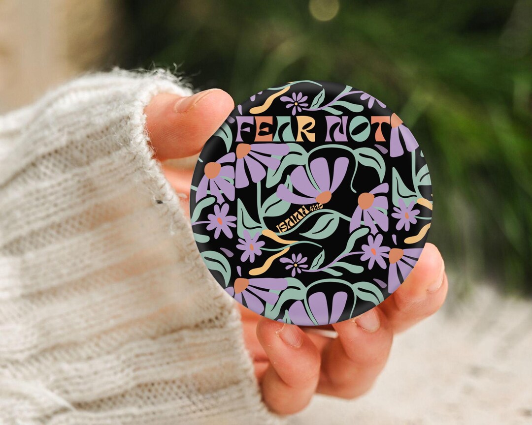 Not Religious Pin Fear Not Christian Faith Pin Button Floral Bible Verse Inspirational ...