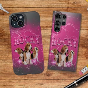 Custom Dog Photo Phone Case Cover Designed For iPhone 16, 15 Pro Max Plus, Samsung Galaxy S24 S23 Ultra Tough, Flip Case, Pet Cat Loss Gift