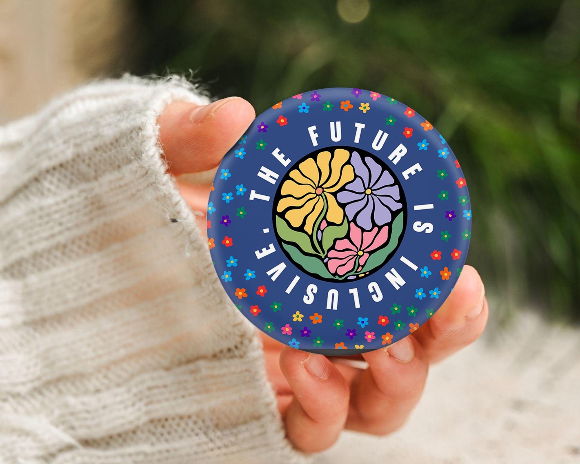 Inclusive Button Pin, Floral Diversity Badge, Pinback Pin, Gift for ...