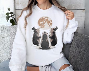 Groundhog Full Moon Sweatshirt, Minimal Pennsylvania Rodent Lover Gift Shirt, Cute Groundhog Pun Tshirt, Nature Animal Lover Gift Sweater