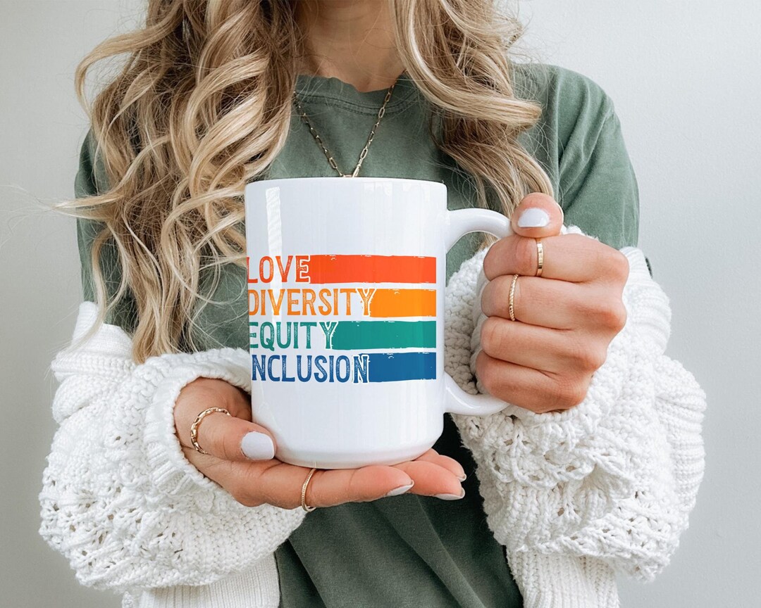 Retro DEI Love Mug, 80s Diversity Equity Inclusion Coffee Cup, Feminist ...