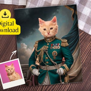 写真からデジタルで描いたカスタム猫の肖像画、ロイヤルペインティングギフト、ペットロスギフト、ユニークな子猫ギフト、パーソナライズされたデジタルファイル