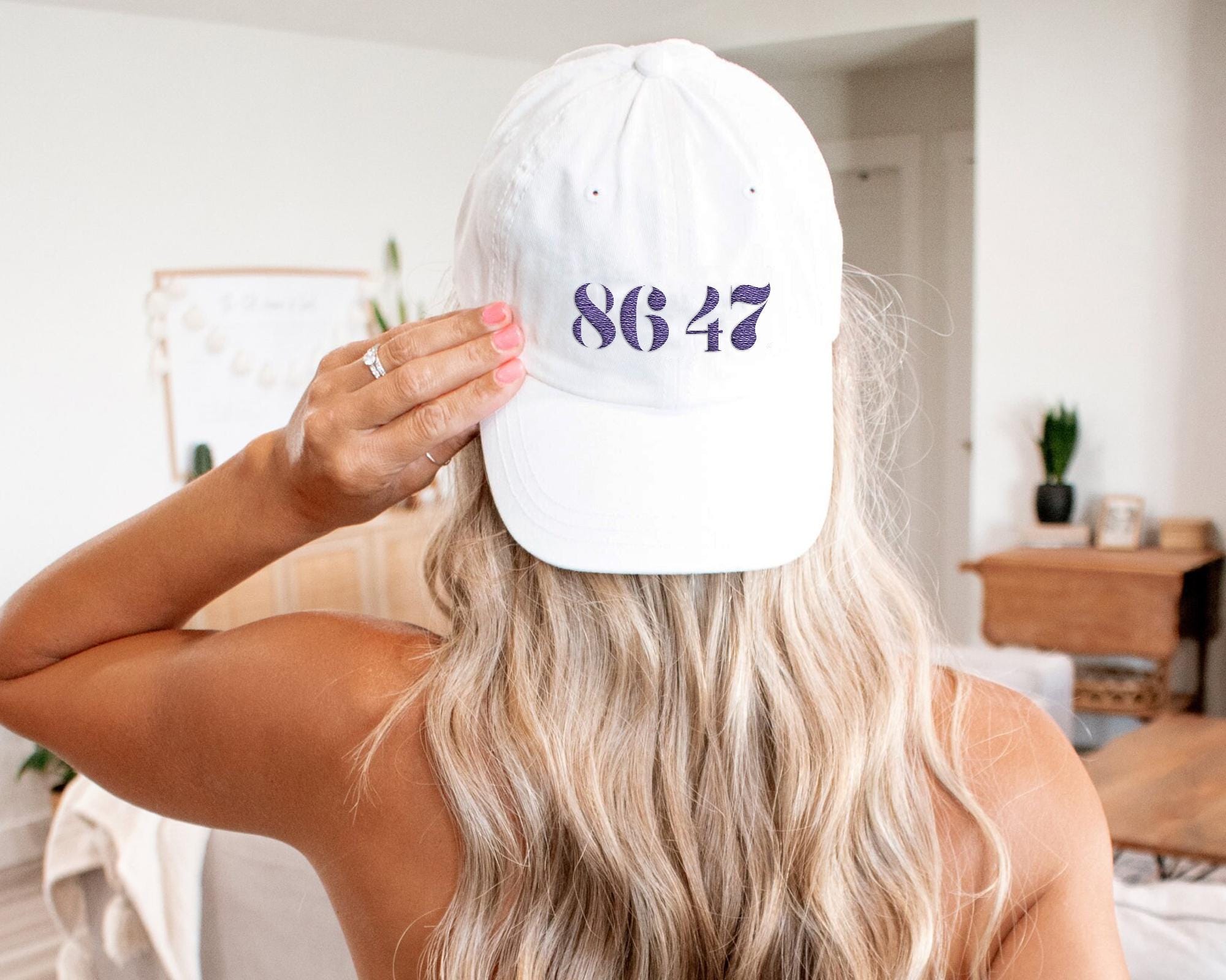 86 47 Embroidered Hat, Subtle Anti Trump Cap, Hidden Dump Trump