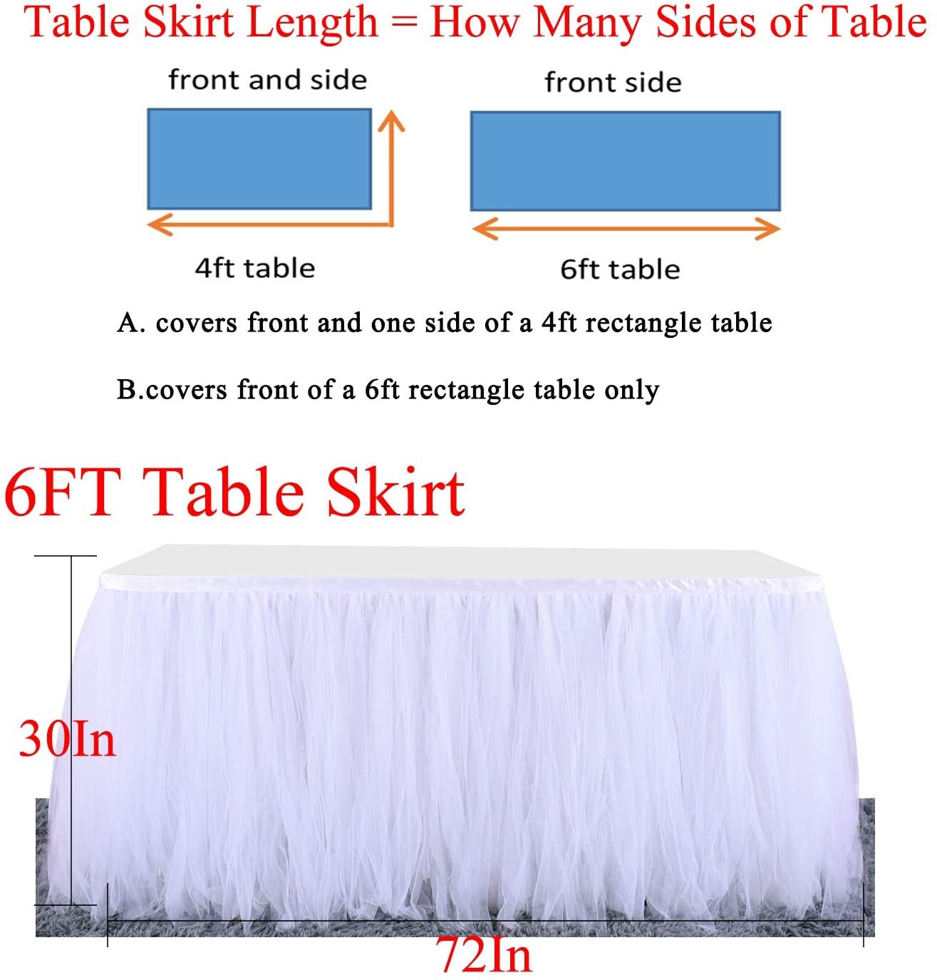 Tutu Table Skirt Fluffy Tulle Table Skirting Cover for Party | Etsy