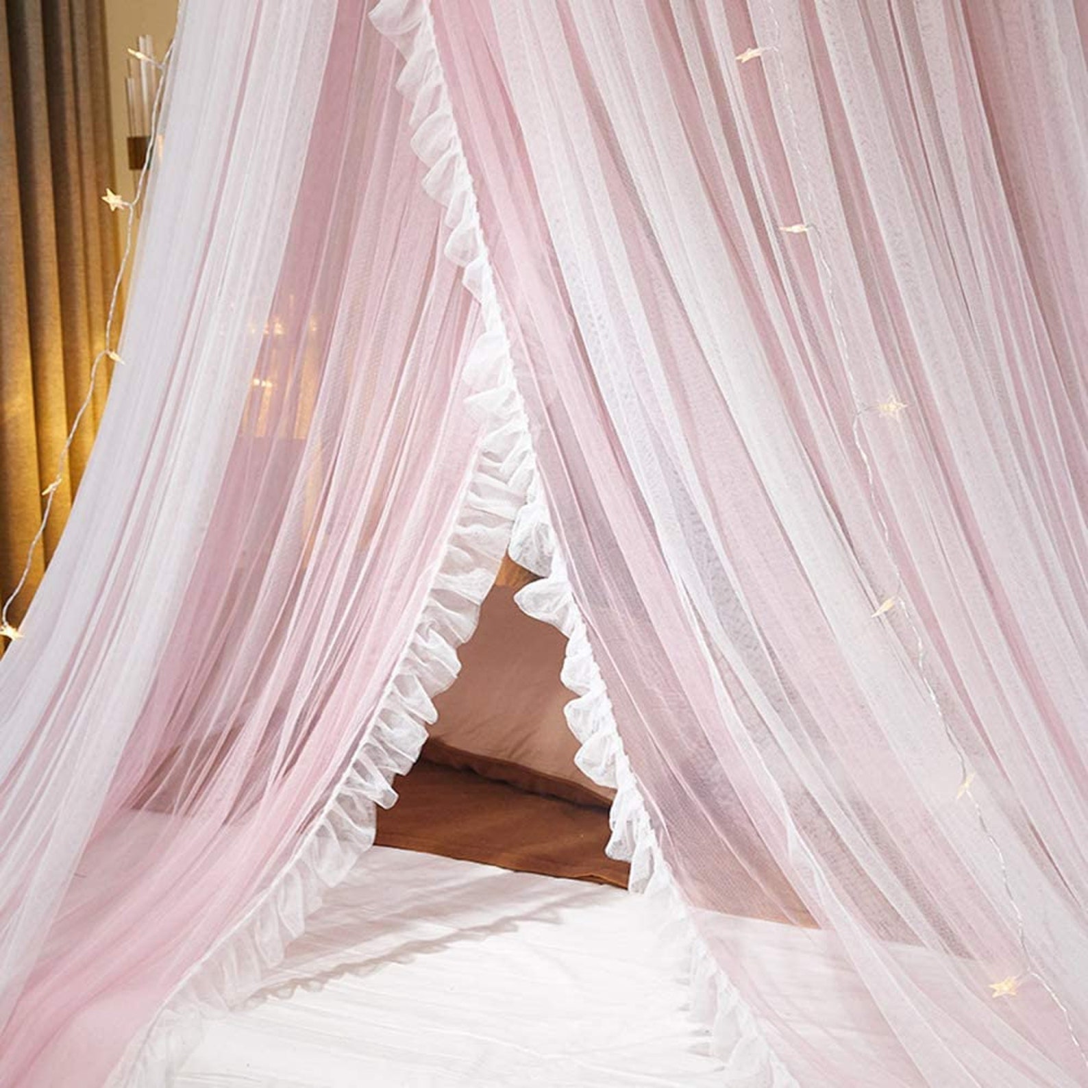 Mengersi Bed Canopy Curtain Double Layer Sheer Mesh Dome Bed Etsy