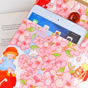 Pink Cherry Blossom Padded iPad Sleeve - Book Protector, Kindle Sleeve, E-reader Cover, Tablet Case